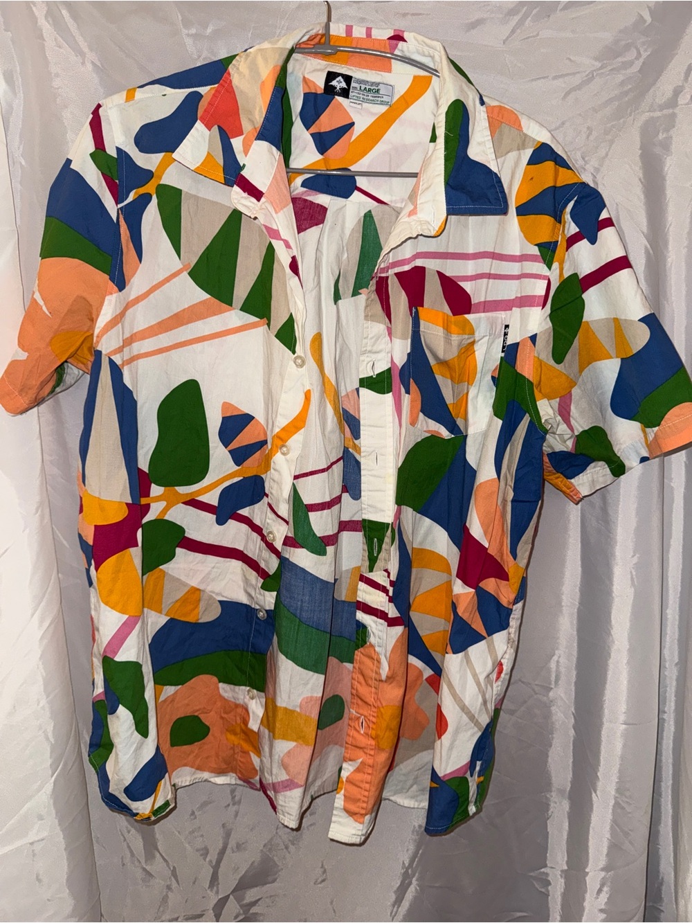 LRG Multicolor Abstract Print Short Sleeve Button-Down Shirt